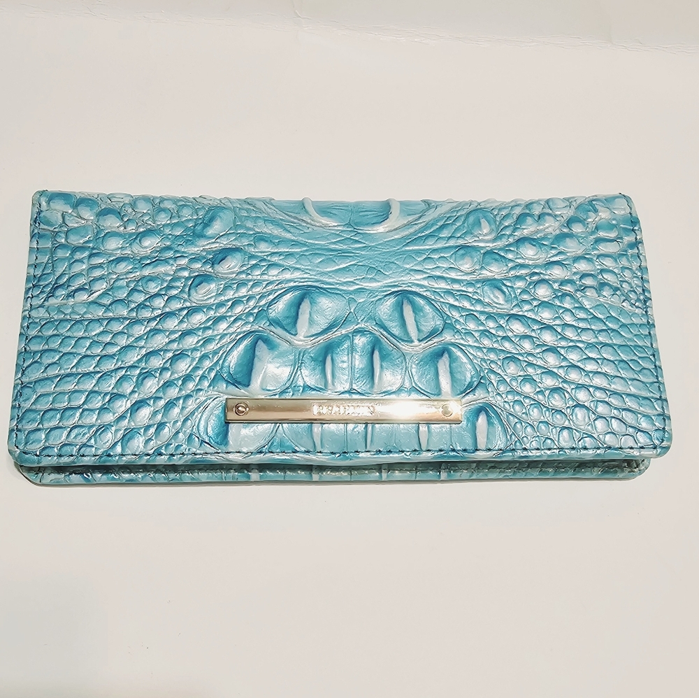 Elegant Blue Crocodile Embossed Clutch
